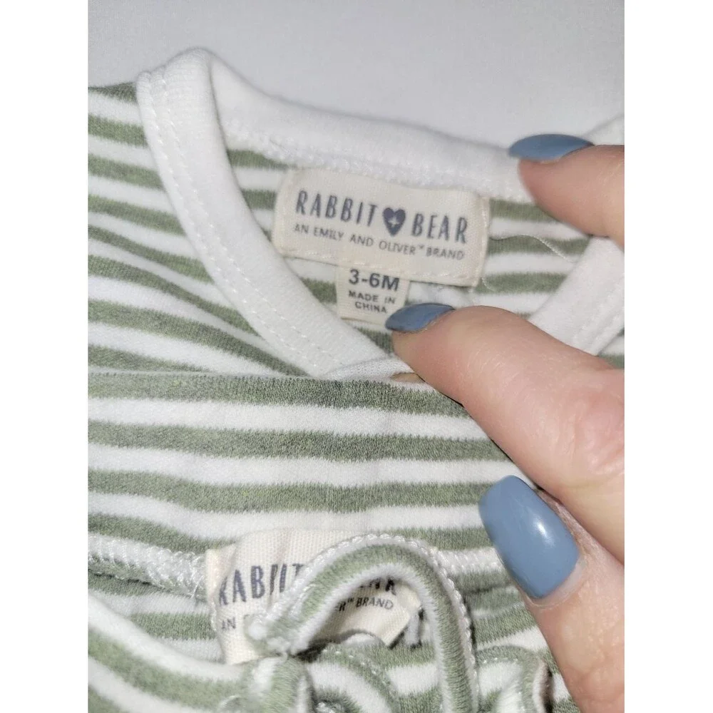 Rabbit & Bear Size 3-6 Months Striped Bodysuit And Pants 2-Piece Outfit